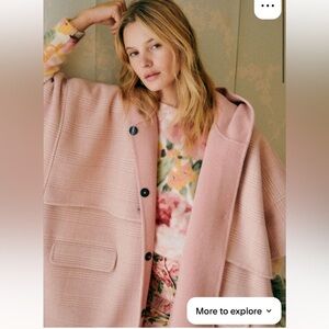 Sezane pink plaid Devan Cape
